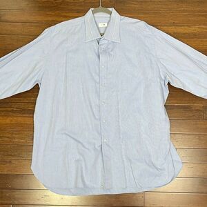Marol Bologna Light Blue Striped 100% Cotton Dress Shirt   Mens Size 18.5 / 46